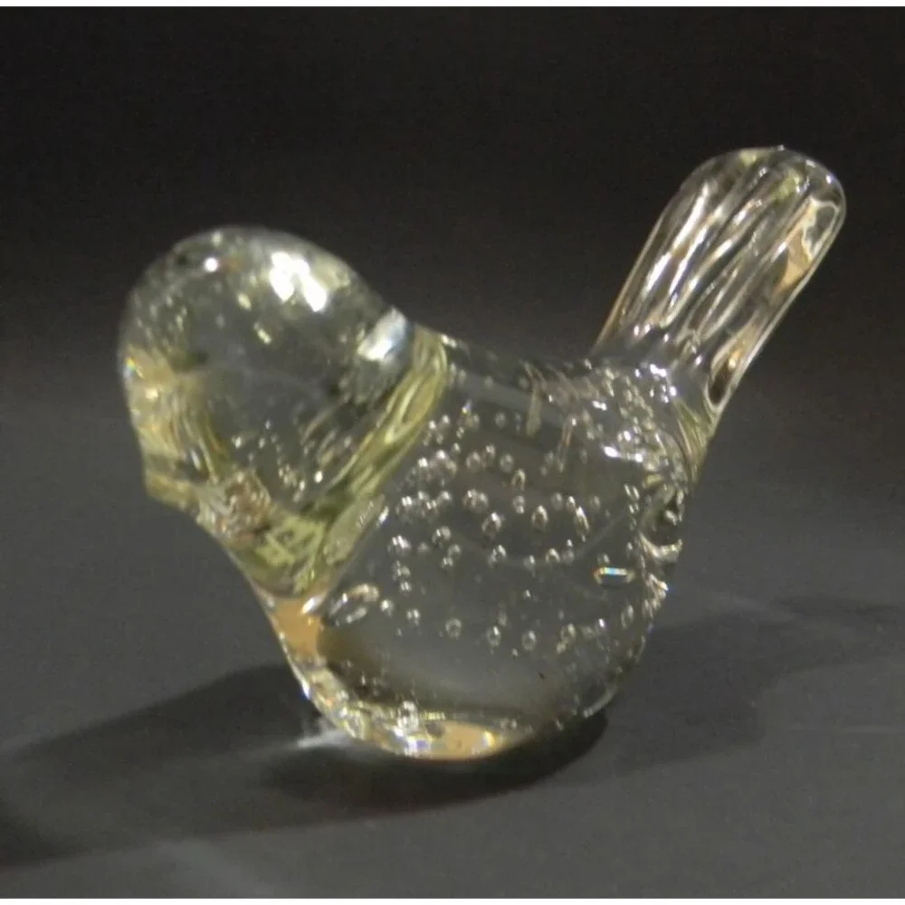 Vintage Blown Glass Bird Paperweight Controlled Bubbles